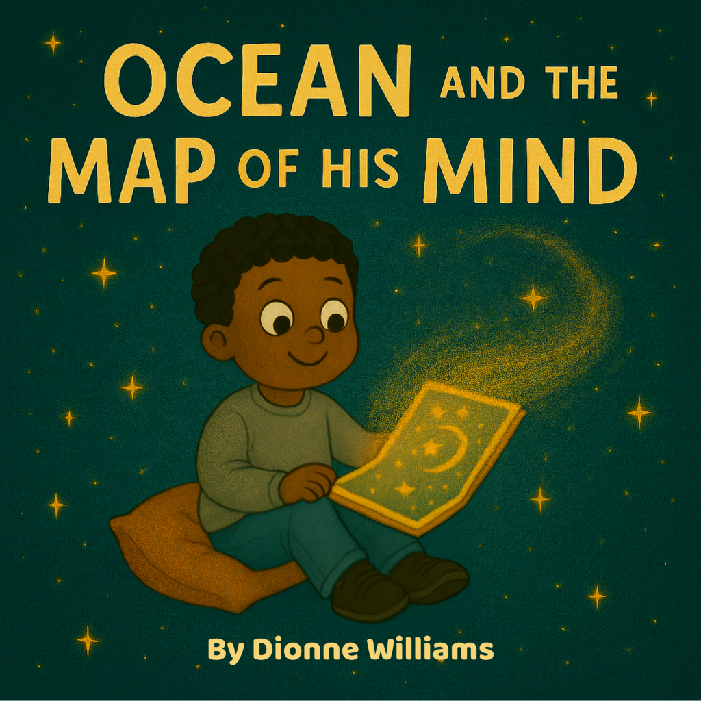 Ocean and the map of his mind book cover surrounded by stars