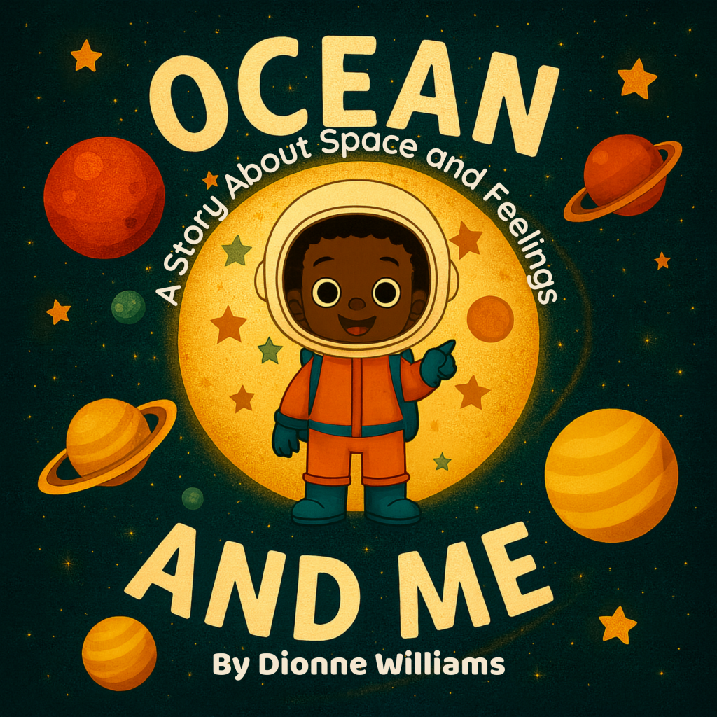Ocean and me book cover with planets and stars