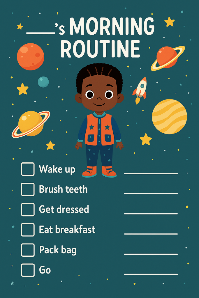 Ocean and me morning routine chart